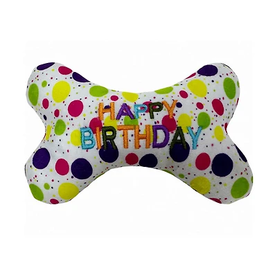 'Happy Birthday' Bone Shaped Dotted Dog Toy