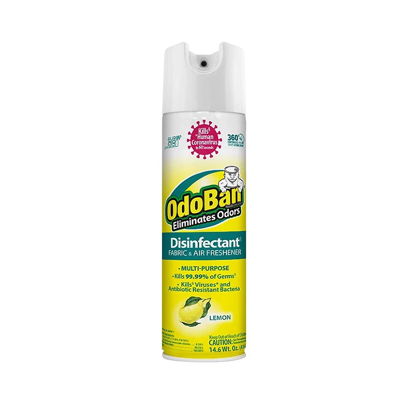 OdoBan Lemon Scented Fabric Disinfectant and Air Freshener, 14.6 oz