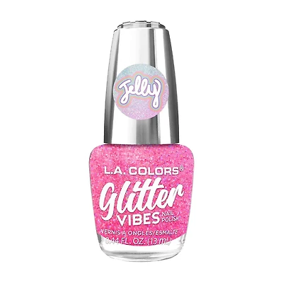 L.A. Colors Jelly Glitter Vibes Nail Polish, Glam, 0.44 fl oz