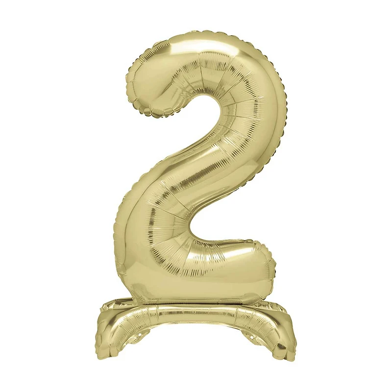 321 Party! Giant Foil Gold Number 2 Balloon Centerpiece, 20 in