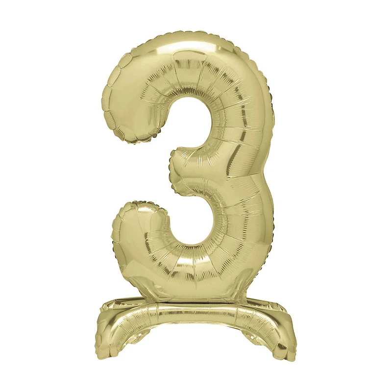 321 Party! Giant Gold Foil Number 3 Balloon Centerpiece, 30 in
