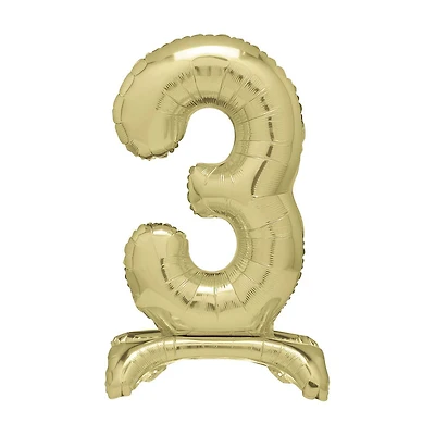 321 Party! Giant Gold Foil Number 3 Balloon Centerpiece, 30 in