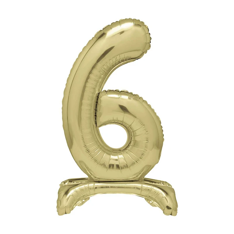 321 Party! Giant Foil Gold Number 6 Balloon Centerpiece, 30 in