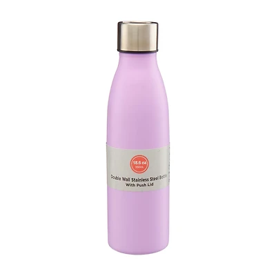 Double Wall Stainless Steel Bottle Push Lid, Lilac