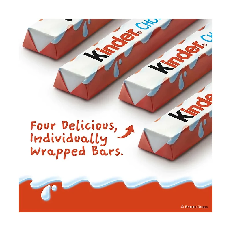 Kinder Chocolate Bars with Creamy Milky Filling, 1.8 oz, 4 pk