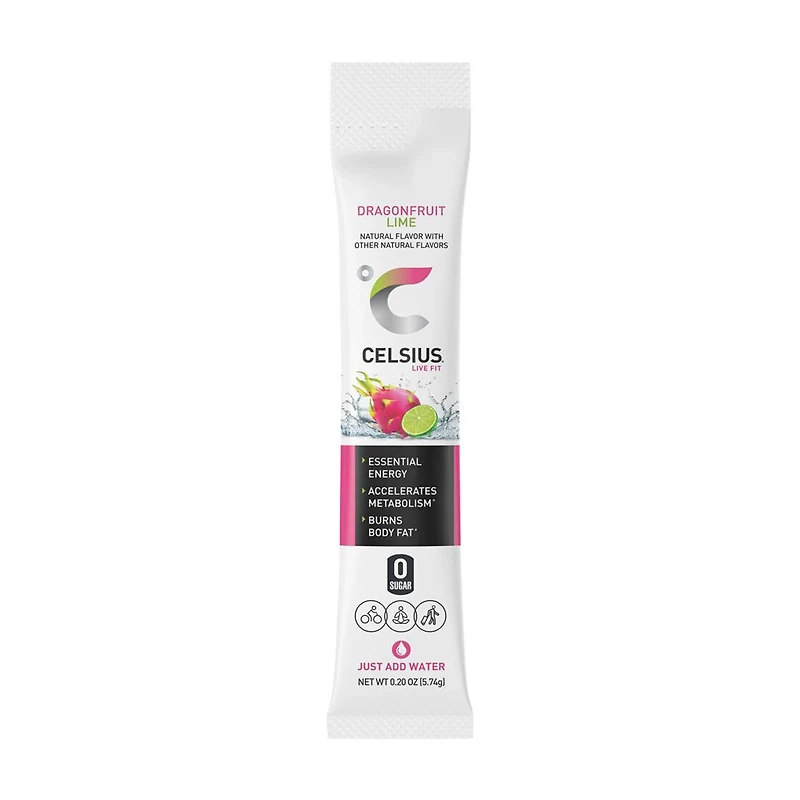 Celsius On-the-Go Packets, Dragonfruit Lime, 2.8 oz, 14 ct