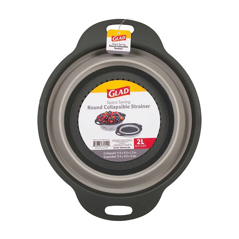 Glad Collapsible Strainer, Gray, 2 L
