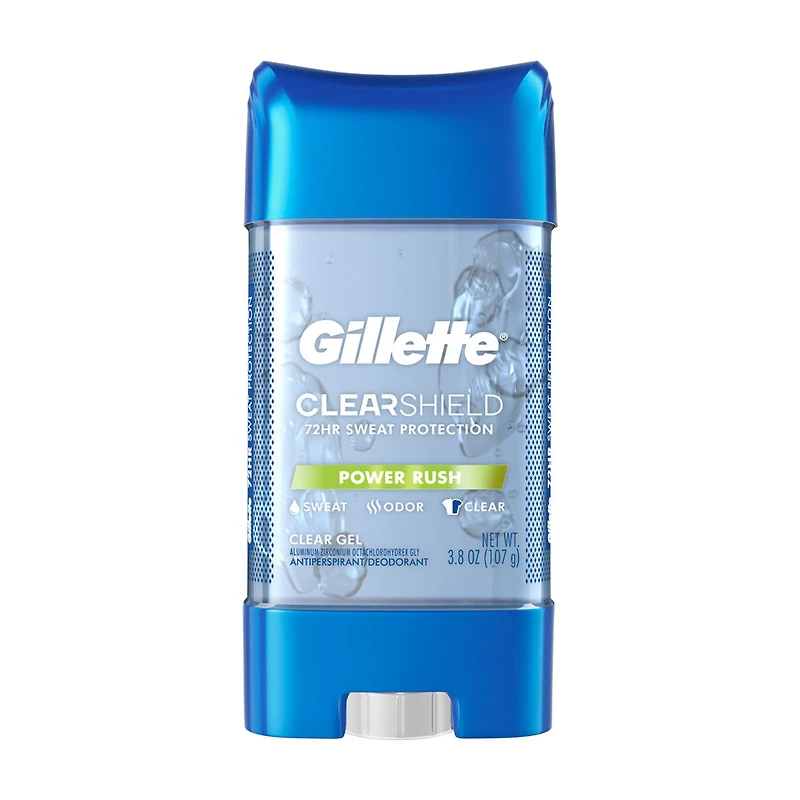 Gillette Clearshield Clear Gel Antiperspirant & Deodorant Stick, Power Rush