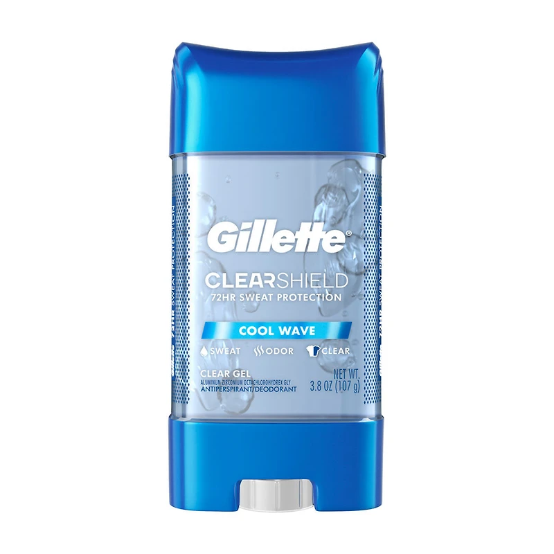 Gillette ClearShield Antiperspirant & Deodorant Clear Gel for Men, Cool Wave, 3.8 oz