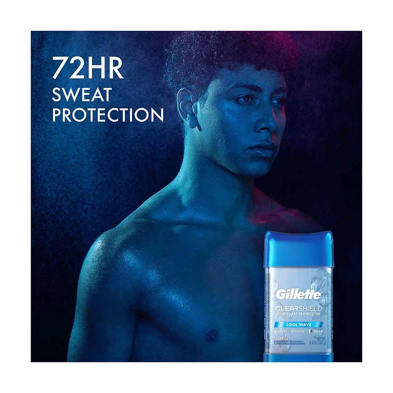 Gillette ClearShield Antiperspirant & Deodorant Clear Gel for Men, Cool Wave, 3.8 oz