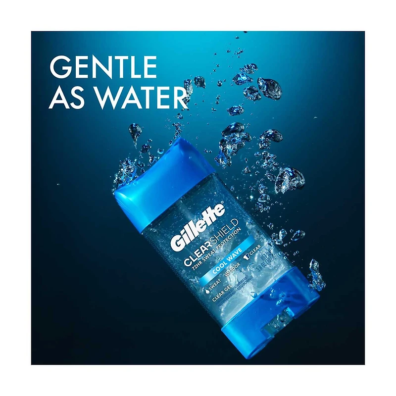 Gillette ClearShield Antiperspirant & Deodorant Clear Gel for Men, Cool Wave, 3.8 oz
