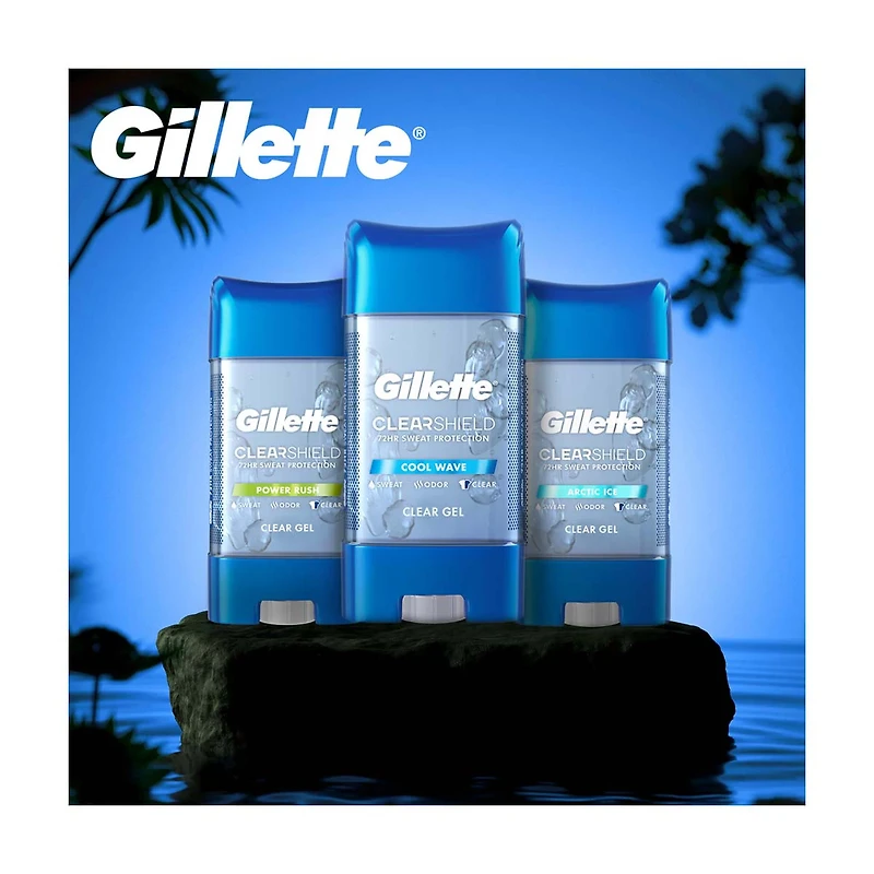 Gillette ClearShield Antiperspirant & Deodorant Clear Gel for Men, Cool Wave, 3.8 oz