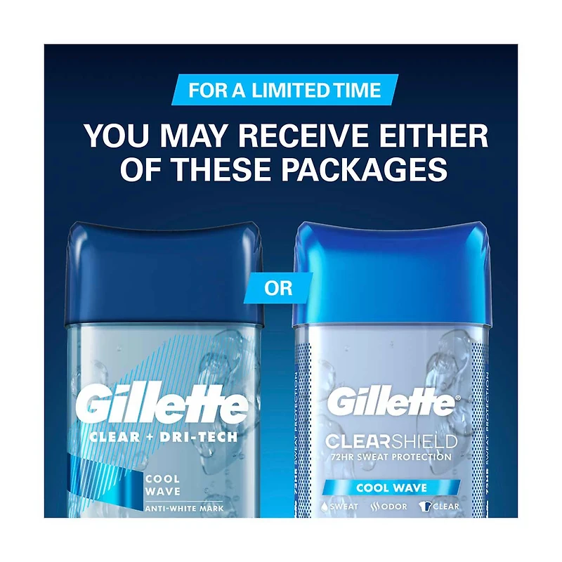 Gillette ClearShield Antiperspirant & Deodorant Clear Gel for Men, Cool Wave, 3.8 oz