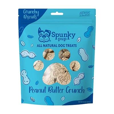Spunky Pup All Natural Dog Treats, Peanut Butter Crunch, 10 oz