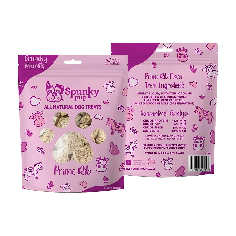 Spunky Pup All Natural Dog Treats, Prime Rib, 10 oz