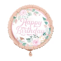 Pink Bloom Happy Birthday Balloon, 17 in