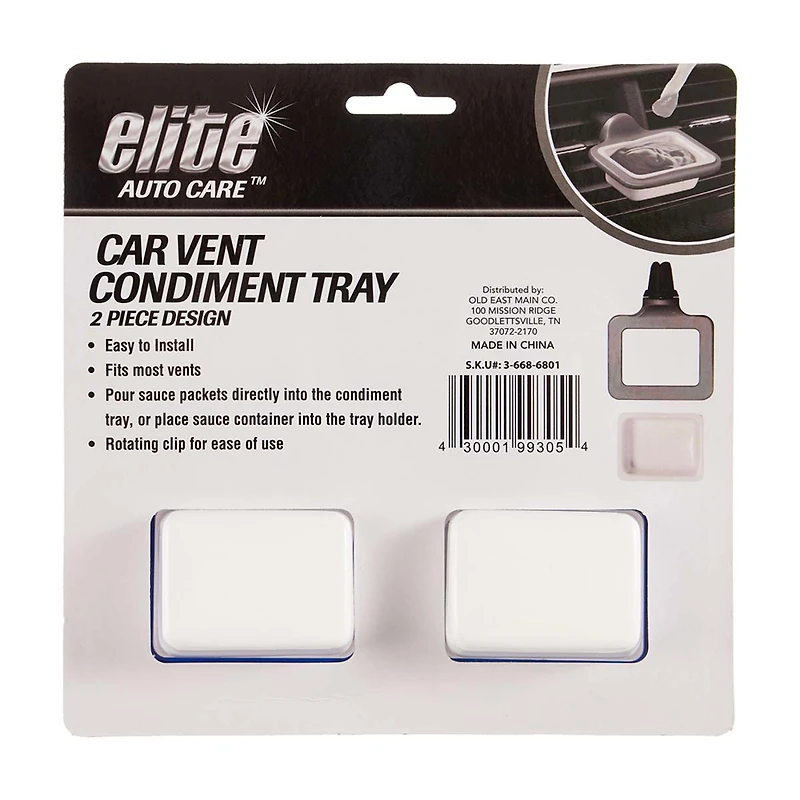Elite Auto Car Vent Condiment Tray, Pack of 2