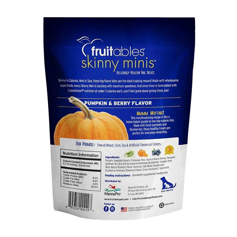 Fruitables Skinny Minis Dog Treats, Pumpkin and Berry Flavor, 5 oz