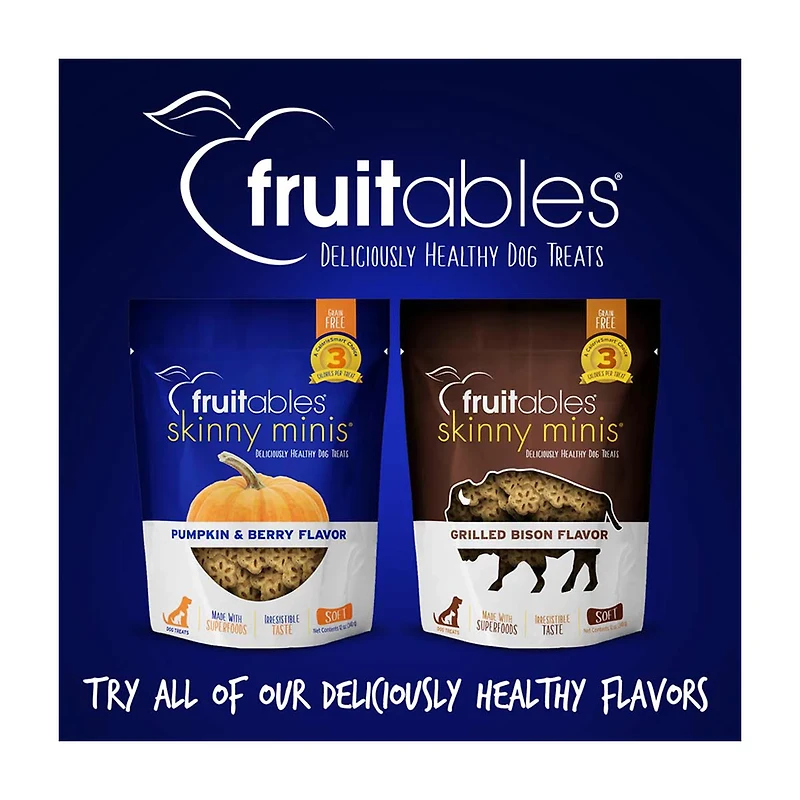 Fruitables Skinny Minis Dog Treats, Pumpkin and Berry Flavor, 5 oz
