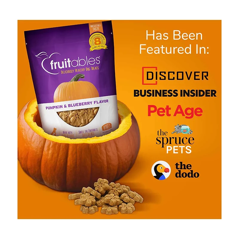 Fruitables Baked Pumpkin & Blueberry Flavor Dog Treats, 7 oz