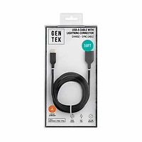 GENTEK USB-A to Lightning Phone Charger, Black, 10 ft