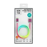 GENTEK USB-A to Lightning Phone Charger, Rainbow, 10 ft