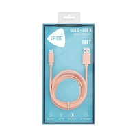Jade USB-A to USB-C Phone Charge Cable, Blue or Pink, 10 ft