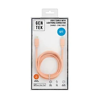 GENTEK USB-C to Lightning Phone Charger, Blue or Pink, 6 ft