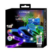 Xtreme Lit Multicolor LED Light Strip with Remote Control, 12 Feet