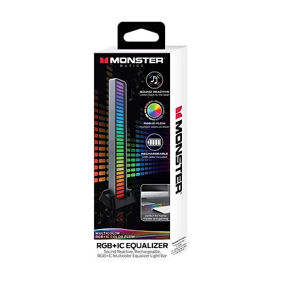 Monster Basics LED Sound-Reactive Rechargeable Multicolor Flow LED Equalizer Light Bar