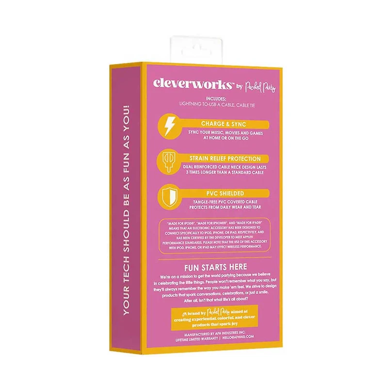 Cleverworks Lightning to USB-A Cable, 6 ft, Glitter