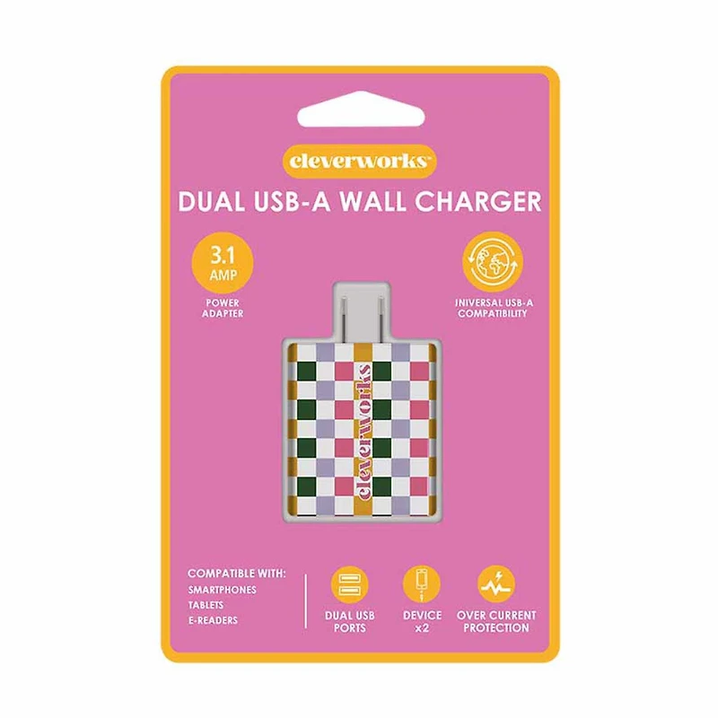 Cleverworks USB-A Wall Port, Checkered
