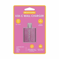 Cleverworks USB-C Wall Port, Pink Glitter
