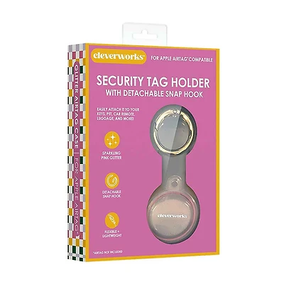 Cleverworks Security Tag Holder, Pink Glitter