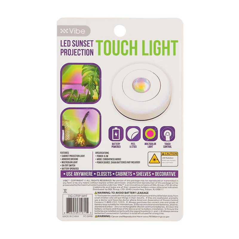 Vibe LED Sunset Projection Touch Light, Pack of 2