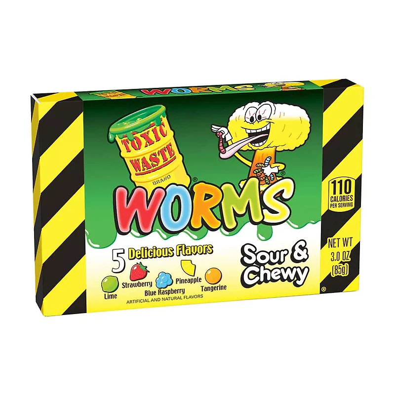 Toxic Waste Worms Sour & Chewy Candy, 3 oz.
