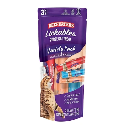 Beefeaters Lickables Puree Cat Treat Variety Pack, 1.59 oz, 3 ct