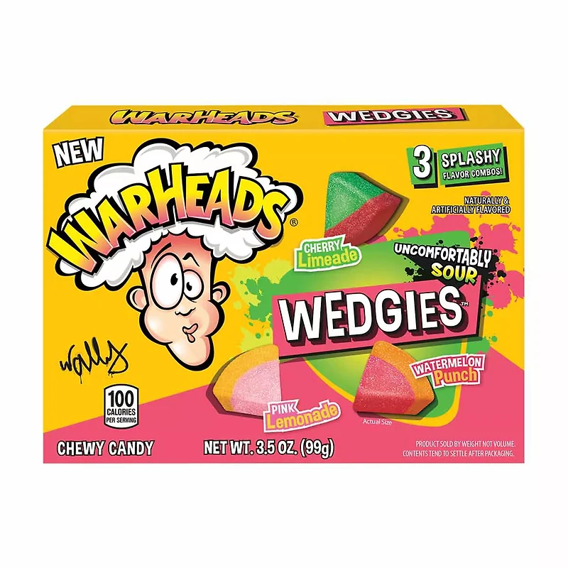 Warheads Uncomfortably Sour Chewy Candy Wedgies, 3.5 oz