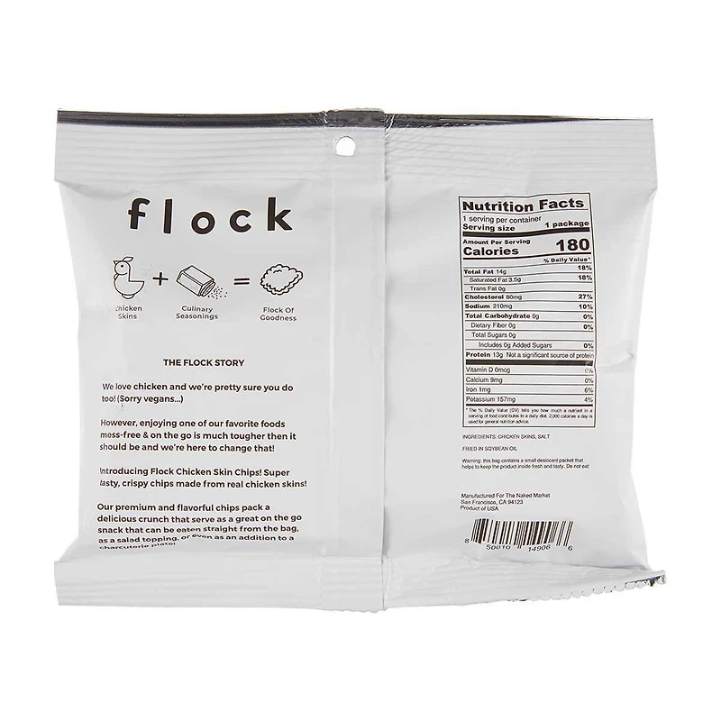 Flock Chicken Skin Chips, Original, 1 oz