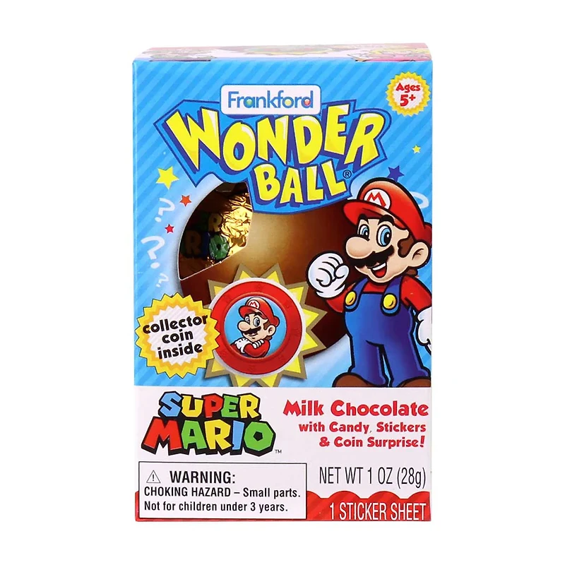 Frankford Super Mario Wonderball Milk Chocolate with Surprise Collectable Coin, 1 oz