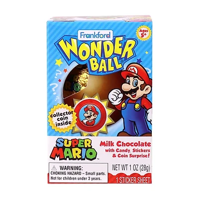Frankford Super Mario Wonderball Milk Chocolate with Surprise Collectable Coin, 1 oz