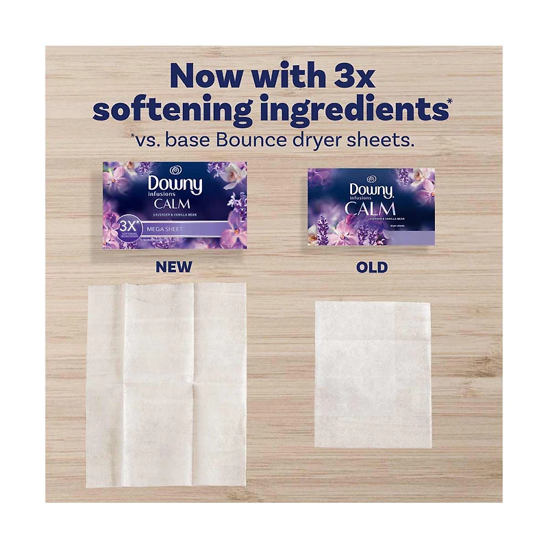 Downy Mega Dryer Sheets Fabric Softener Lavender and Vanilla Bean, 50 ct