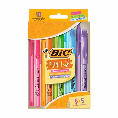 Bic Plan It Color Matching Pens and Highlighters, Set of 10