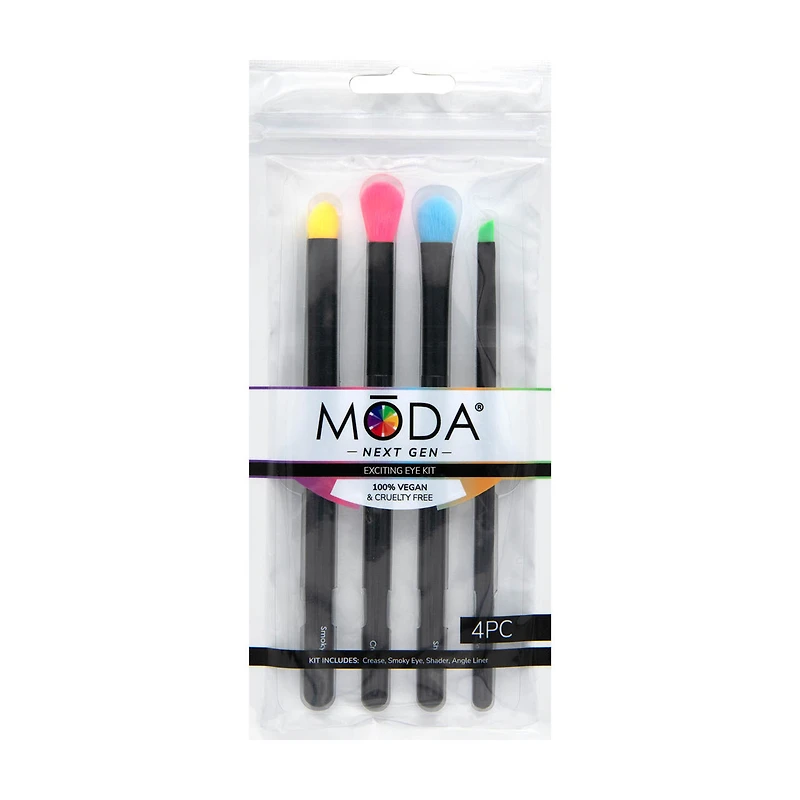 Moda Next Gen Neon Eye Brush Kit, 4 ct, Assorted