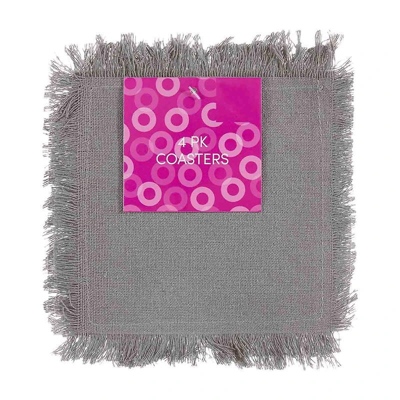 Fringe Fabric Coasters, Pack of 4