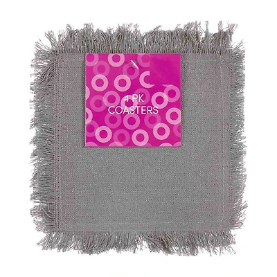 Fringe Fabric Coasters, Pack of 4