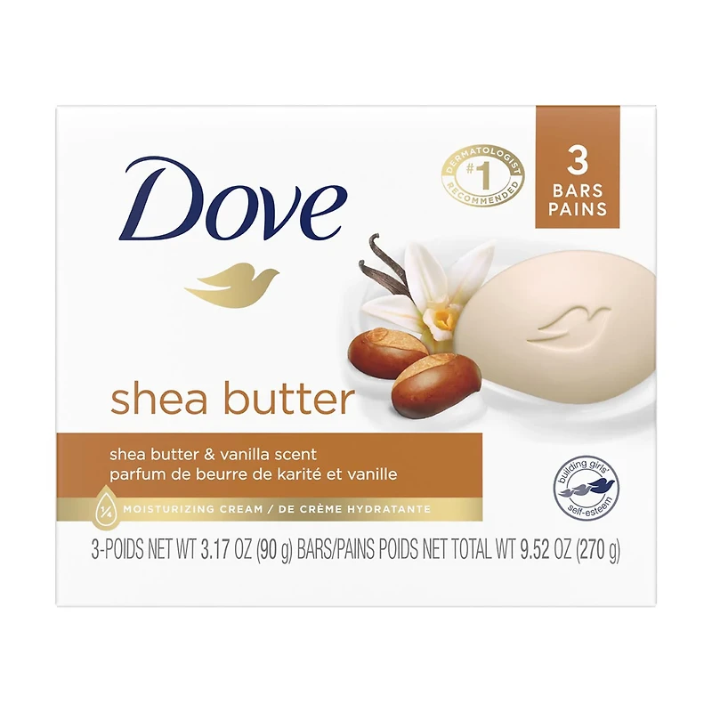 Dove Shea Butter Bar Soap, 9.52 oz, 3 ct