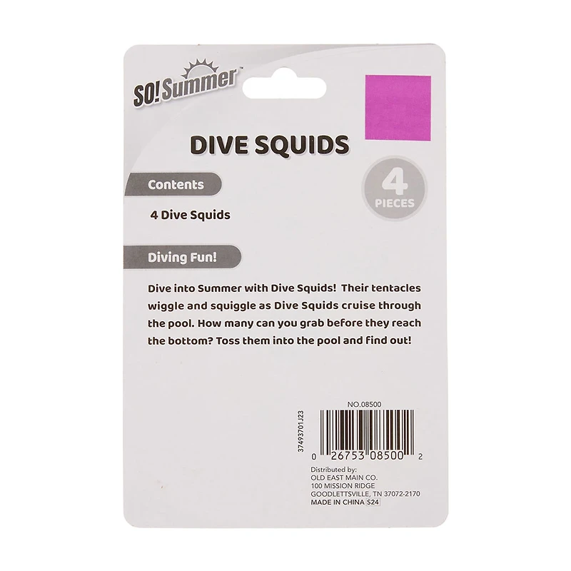 So! Summer Dive Squids, 5 in - 4 pc