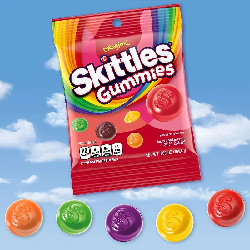 SKITTLES GUMMIES Original Gummy Candy, 5.8 oz Bag