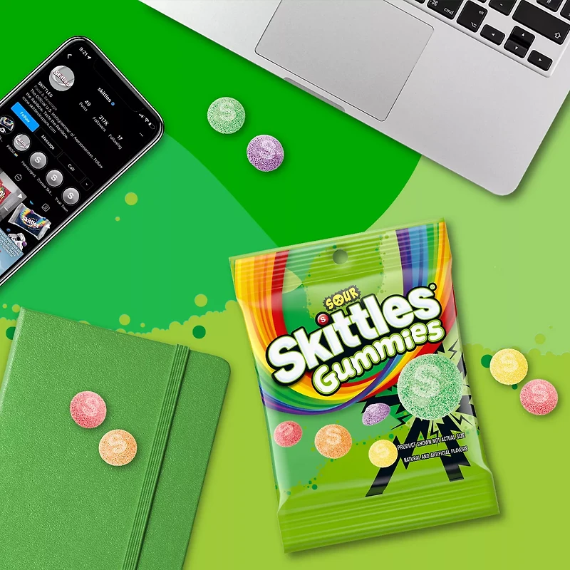 SKITTLES GUMMIES Sour Gummy Candy Assortment, 5.8 oz Bag